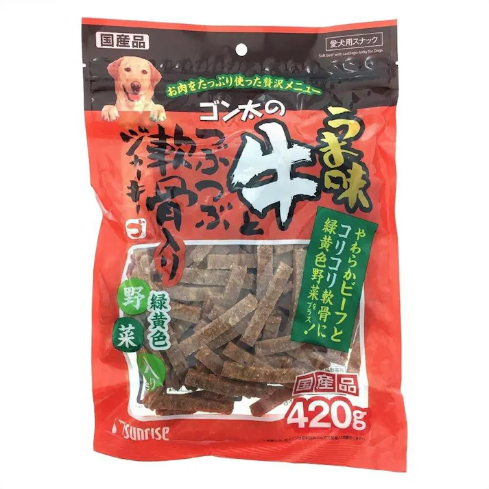 【ケース販売】サンライズ うま味牛 軟骨ジャーキー野菜 420G(1ケース24個入) ご褒美用 4970096931181【別送品】
