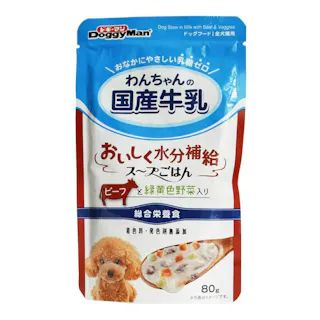 【ケース販売】わんちゃんの国産牛乳 スープごはんビーフと緑黄色野菜入り80g(1ケース60個入り) 総合栄養食 トッピング 4970096931679【別送品】