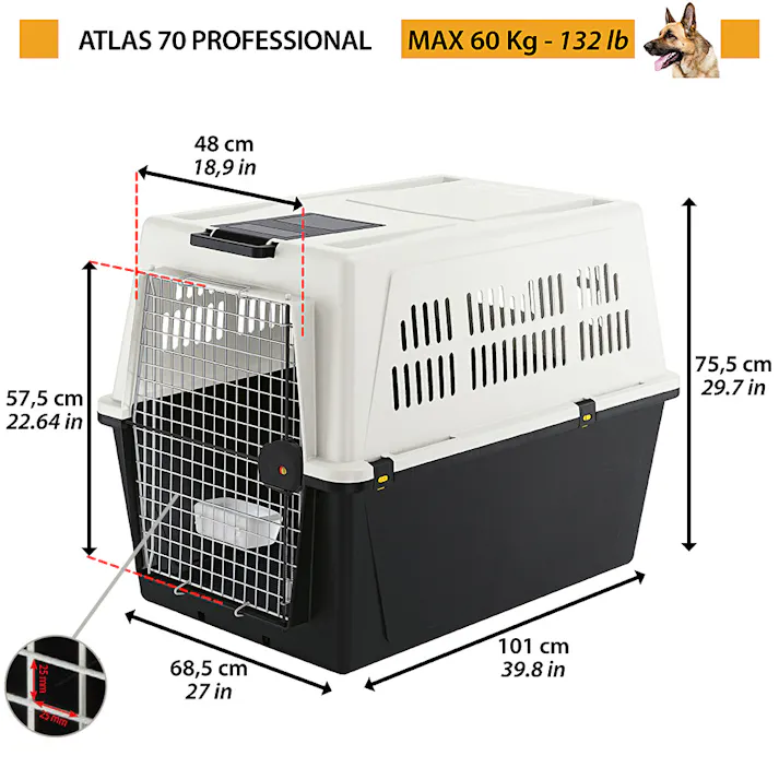 アトラス 70 プロフェッショナル ペットキャリー 飛行機IATA航空輸送基準クリア 大型犬用 ペットキャリー 8010690058191【別送品】