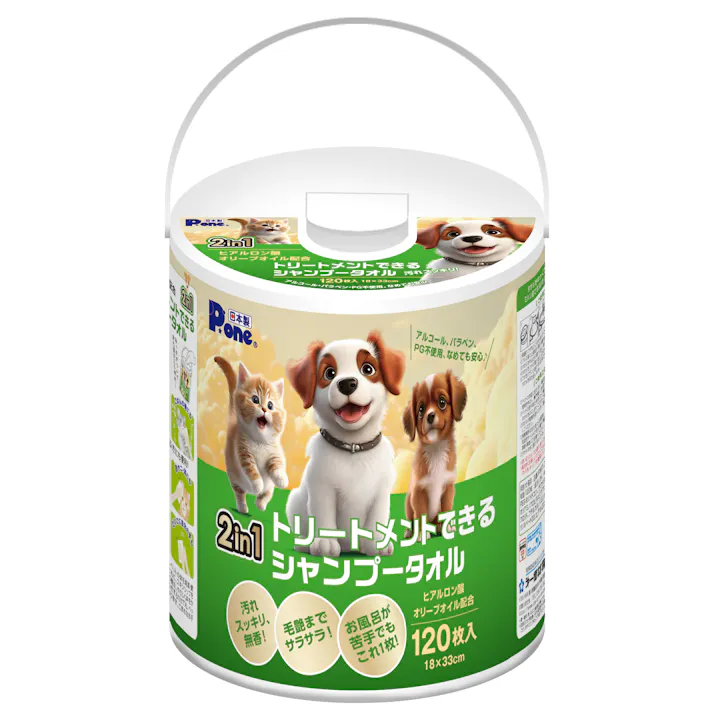 P.one 2in1トリートメントできるシャンプータオル120枚 本体 ボディタオル アルコールフリー 大容量 4904601999618【別送品】
