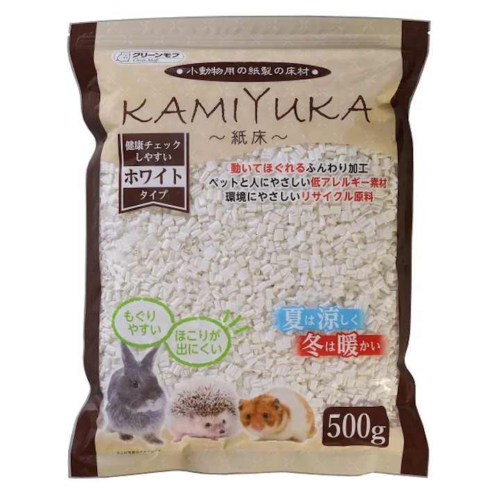 クリーンモフ 小動物用床材 KAMIYUKA~紙床~ ホワイト 500g 4990968214129【別送品】