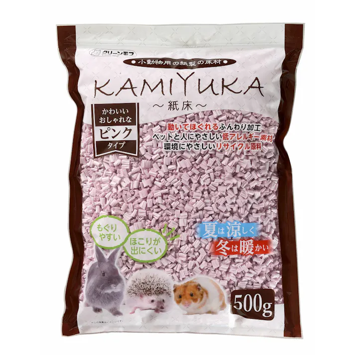 クリーンモフ 小動物用 KAMIYUKA~紙床~ ピンク 500g 床材 4990968216260【別送品】