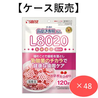 【ケース販売】ゴン太の歯磨き専用ガム L8020乳酸菌入り カット いちごミルク味 低脂肪120g (1ケース48個入り) ガム デンタルケア 4973321948619【別送品】