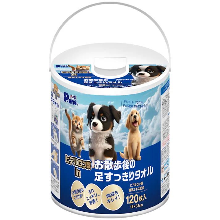 P.one ヒアルロン酸inお散歩後の足すっきりタオル120枚 本体 足ふきシート PWT-775【別送品】