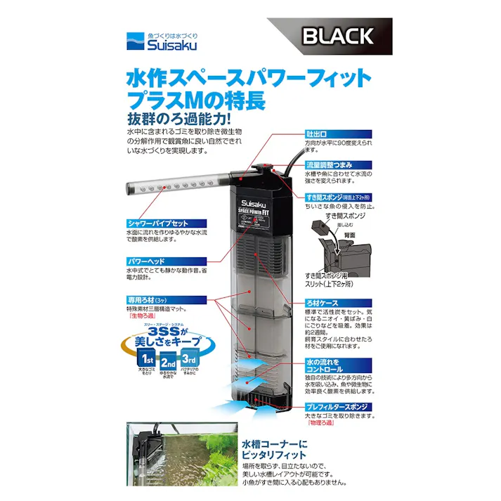 スペースパワーフィットプラスMブラック SF-73 フィルター【別送品】
