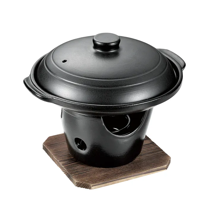 和ごころ懐石 陶器製陶板焼コンロ付セット 1人用 HB-5222 セット 陶板焼き 鍋 コンロ 陶器製 木台付き 料理 調理器具 キッチン用品 4549308552225【別送品】
