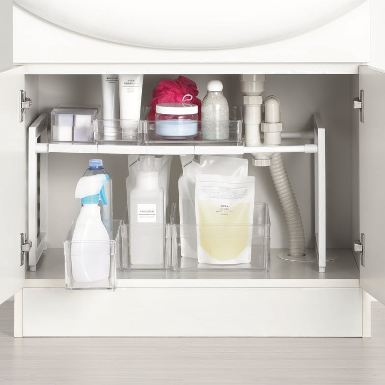 パール金属 アレンジフリー 洗面台下スペースラック 伸縮タイプ