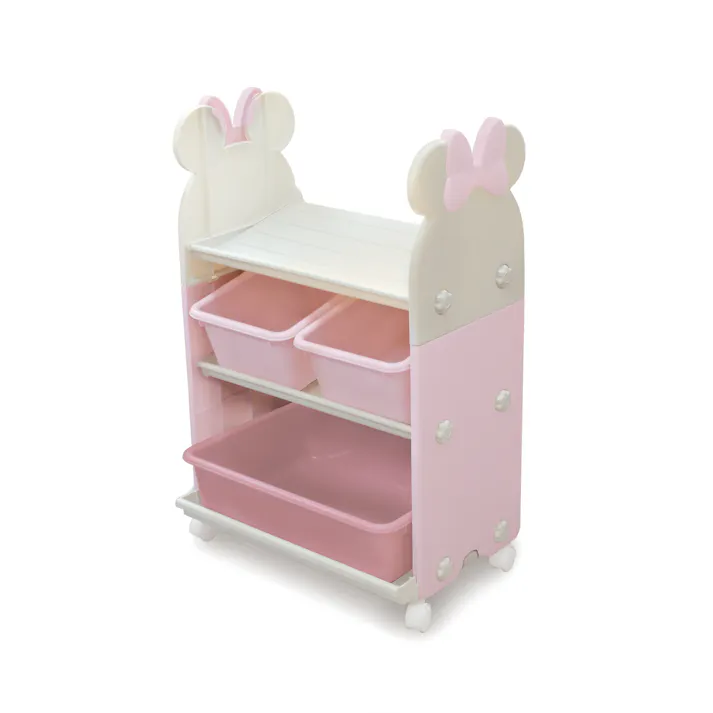 錦化成 トイ・ステーション ミニーマウス キャスター付 組立式 P-fri 日本製 収納 ラック スリム 幼児 ベビー キッズ 子供 子ども おもちゃ箱 シューズラック ディズニー かわいい 玄関 4904121317367【別送品】