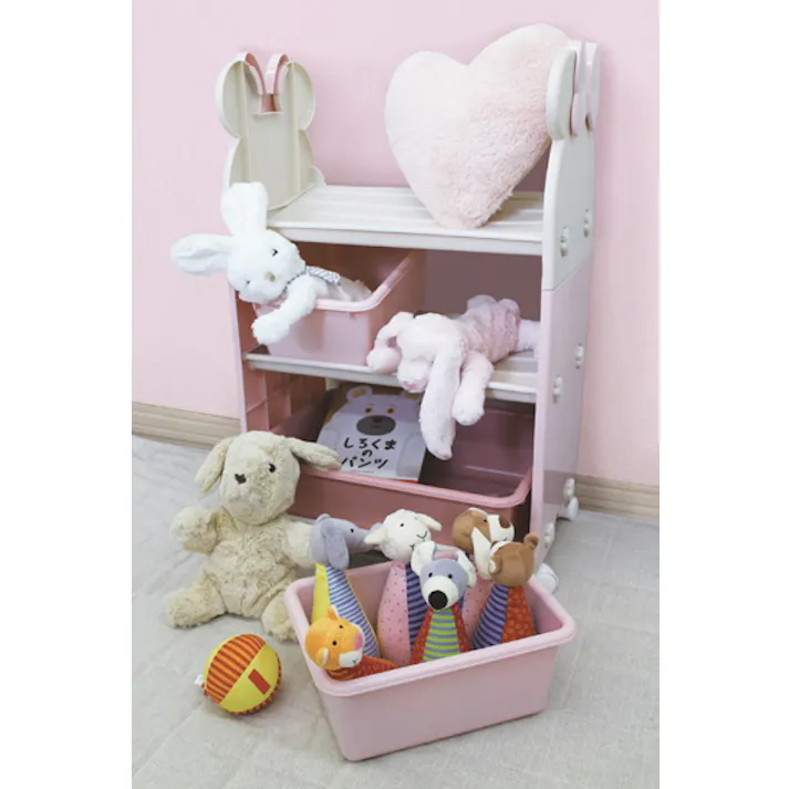 錦化成 トイ・ステーション ミニーマウス キャスター付 組立式 P-fri 日本製 収納 ラック スリム 幼児 ベビー キッズ 子供 子ども おもちゃ箱 シューズラック ディズニー かわいい 玄関 4904121317367【別送品】