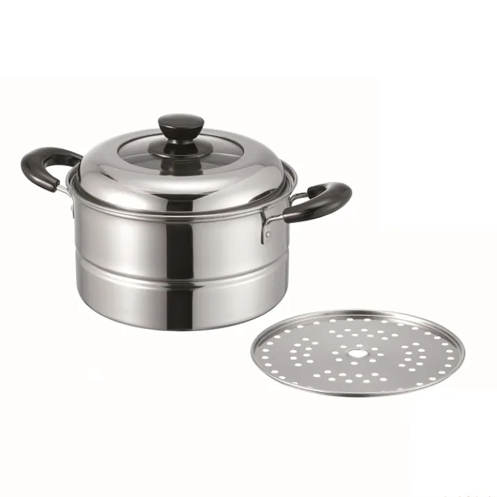 心あったか亭 ステンレス製 兼用鍋 22cm 目皿付き MJ-2205 200V・IH対応 ガス火OK ステンレス 蒸し器 せいろ 両手鍋 なべ 鍋 深型 ガラス蓋付き 新生活 新成人 4941651822053【別送品】