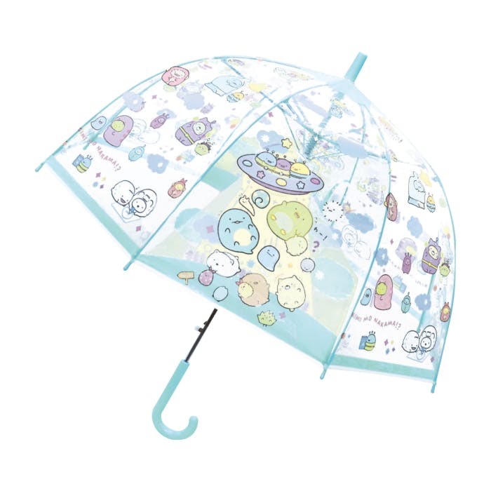 子供ビニール傘 55cm すみっコ ふしぎなおともだち ドームタイプ 子供 キッズ 透明 かさ 傘 ビニール傘 ドームタイプ ドーム型 雨具 雨傘 クリア ワン キッズ用 傘・雨具