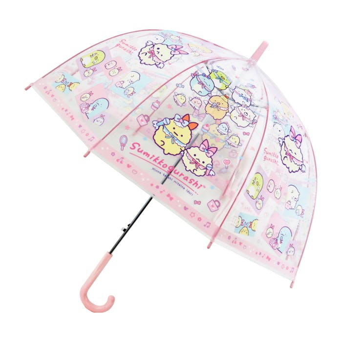 子供ビニール傘 55cm すみっコ 天使なえびてんアイドル ドームタイプ 子供 キッズ 透明 かさ 傘 ビニール傘 ドームタイプ ドーム型 雨具 雨傘 クリア キッズ用 傘・雨具