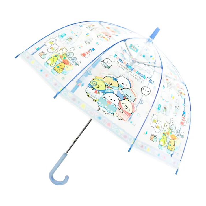 子供ビニール傘 55cm すみっコ しろくまのふるさと ドームタイプ 子供 キッズ 透明 かさ 傘 ビニール傘 ドームタイプ ドーム型 雨具 雨傘 クリア ワンタッチタイプ 8本骨 キャラクター かわいい 雨 梅雨 ジェイズプランニング 4570171355392【別送品】