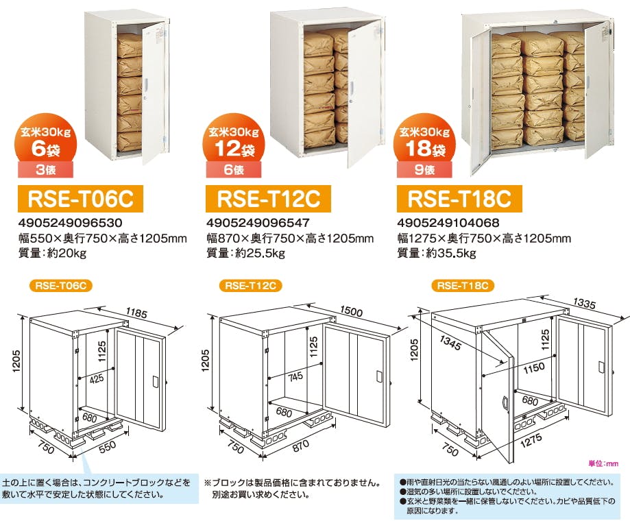 米保管庫 こめっ庫 3俵 RSE-T06C 玄米保管庫 米収納 3表 貯蔵 漬物