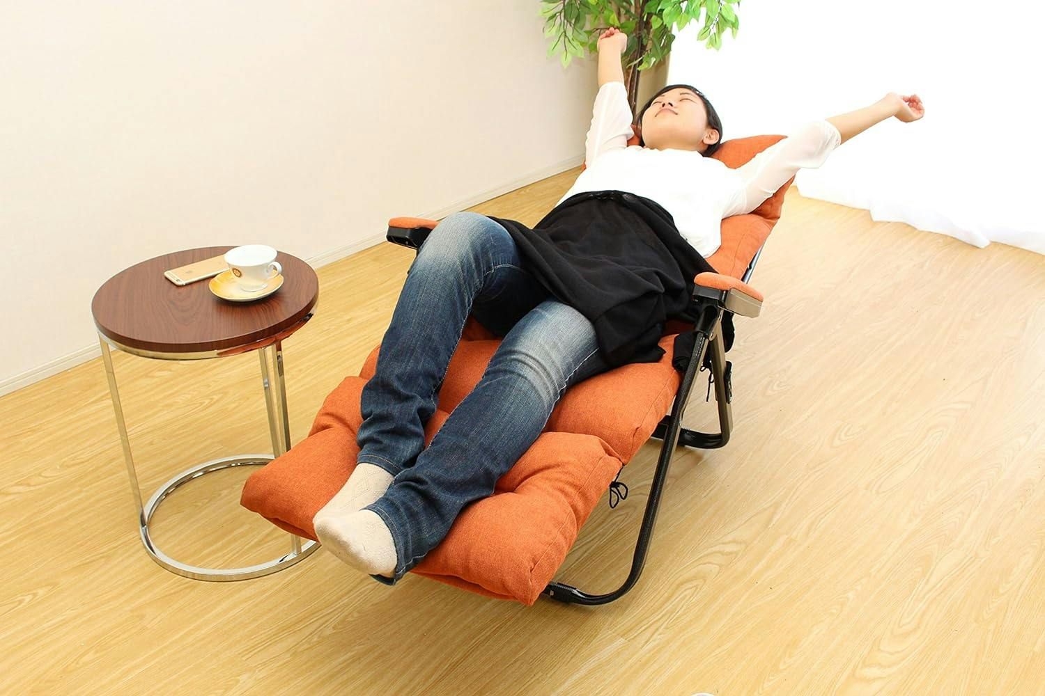 タック Vita フットレスト付きリクライニングチェア グレー 全身を