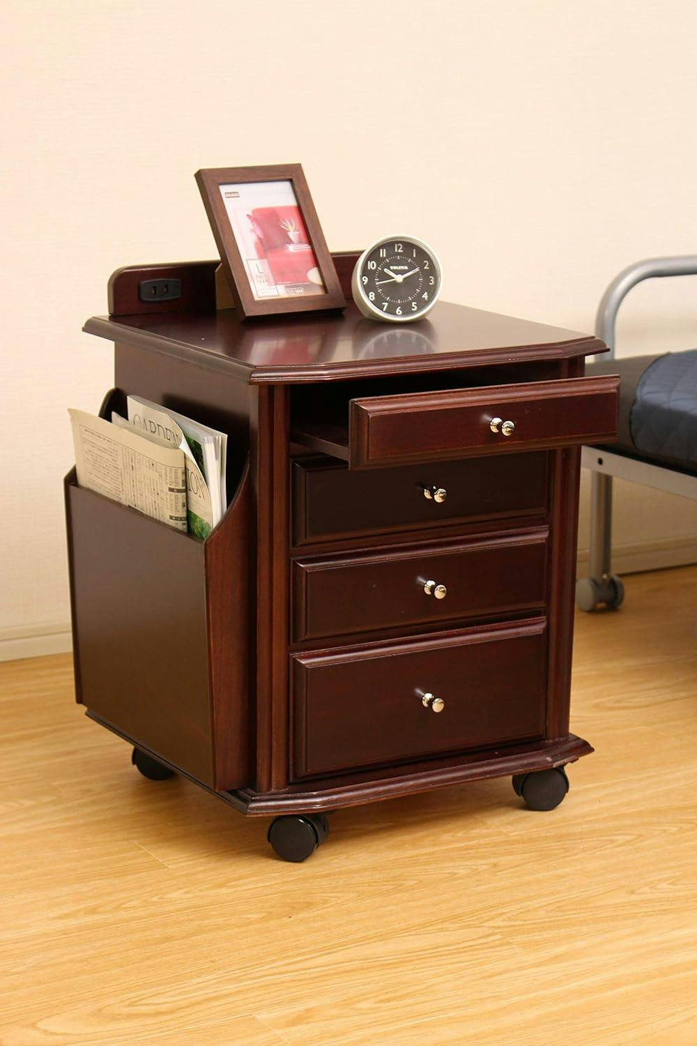 RISHEL サイドテーブル ブラウン 引き出し付き RISHEL サイドテーブル