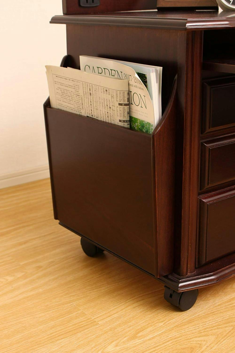 タック Vita ベッドサイドテーブル ブラウン 収納ワゴン 天然木