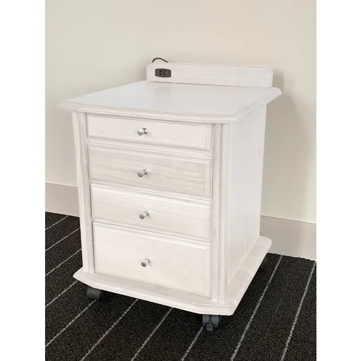 タック Vita ベッドサイドテーブル ホワイト 収納ワゴン 天然木 コンセント付きで収納も多く、どんなシーンでも利用しやすいベッドサイドテーブル! 4589792851909【別送品】