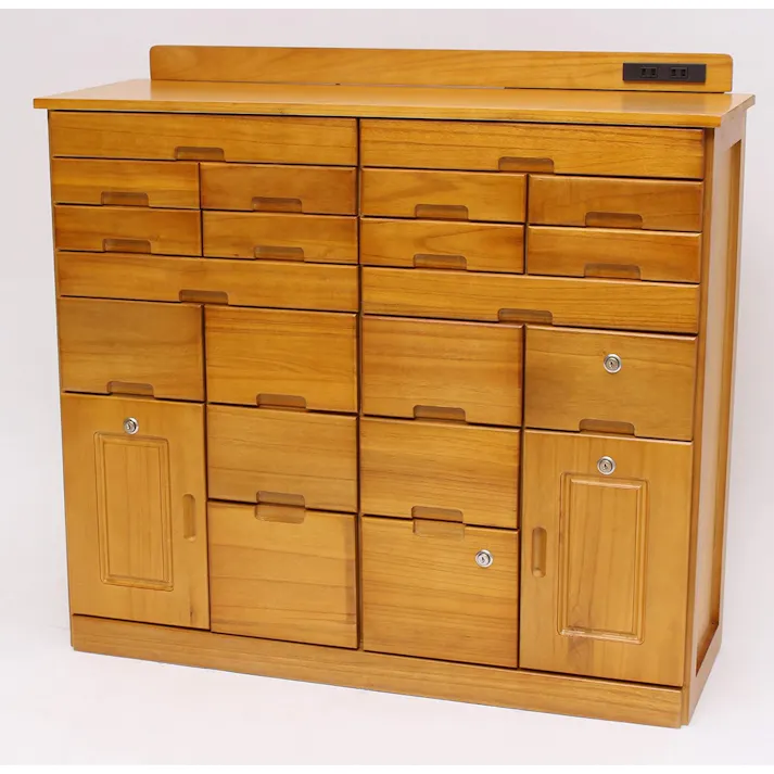 タック Vita 桐製マルチラック 90cm ライトブラウン キャスター付き 多彩な引き出しで収納に便利なマルチラック 4589792851954【別送品】