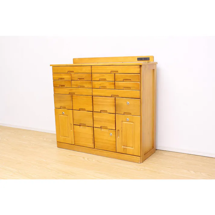 タック Vita 桐製マルチラック 90cm ライトブラウン キャスター付き 多彩な引き出しで収納に便利なマルチラック 4589792851954【別送品】