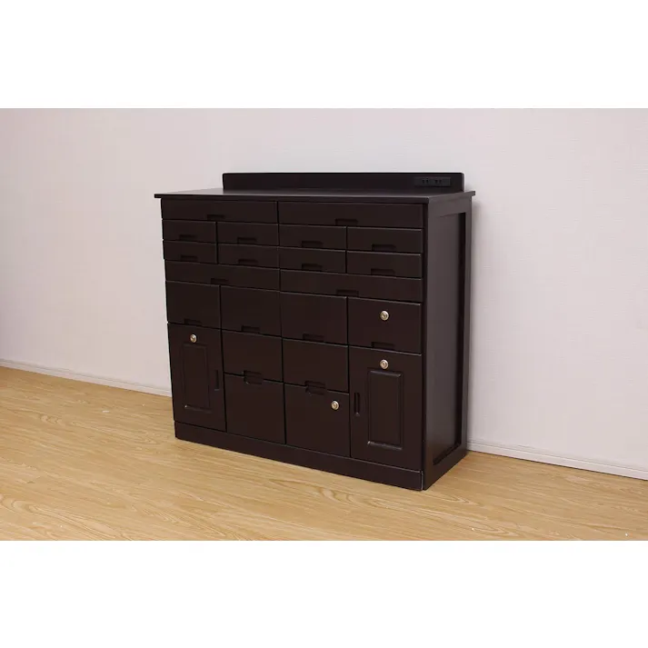 タック Vita 桐製マルチラック 90cm ダークブラウン キャスター付き 多彩な引き出しで収納に便利なマルチラック 4589792851961【別送品】