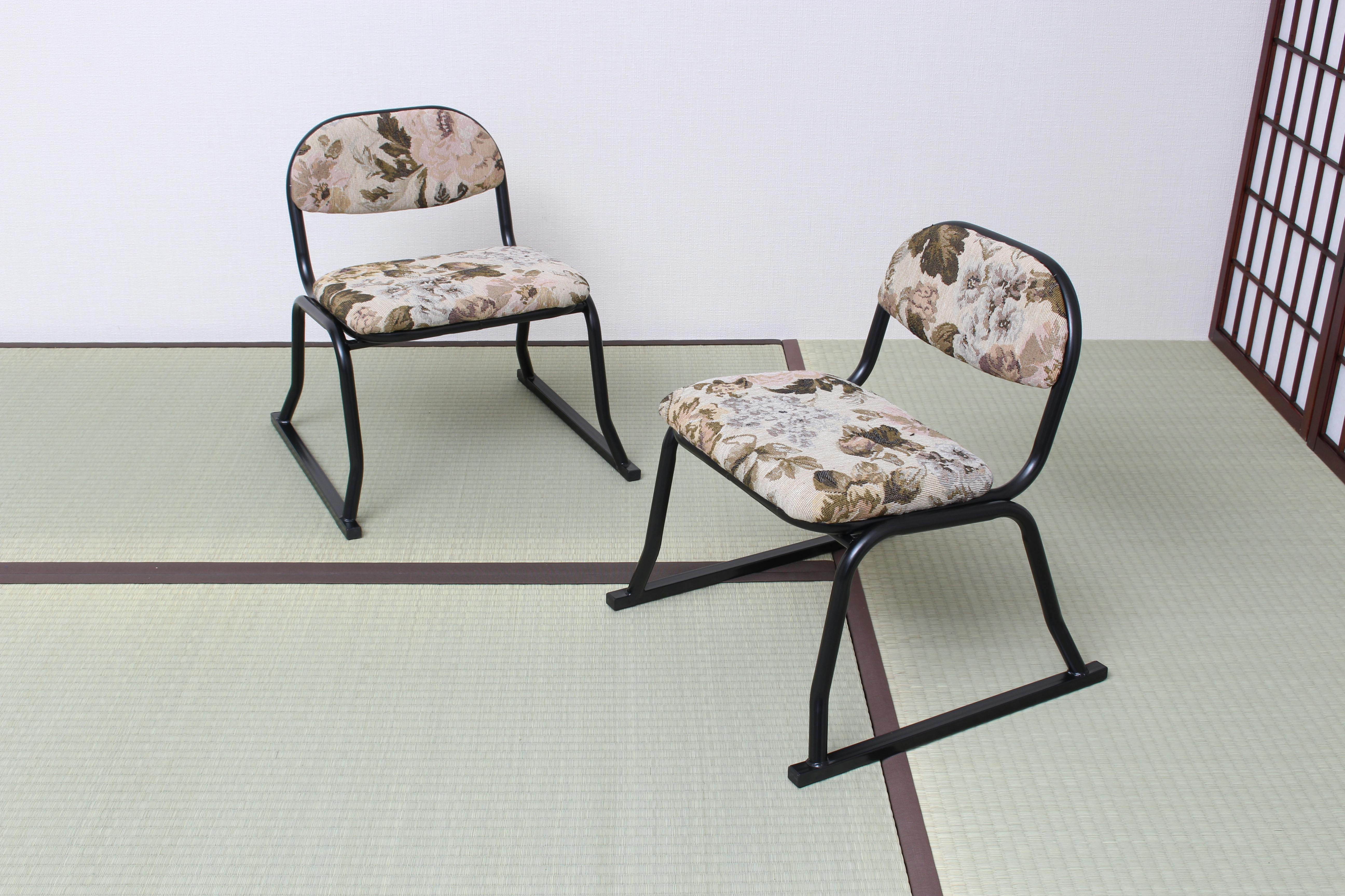 椅子 hachiware タック Vita 背付き和座敷チェア 花柄 TAN-833 畳の上で使える座敷椅子