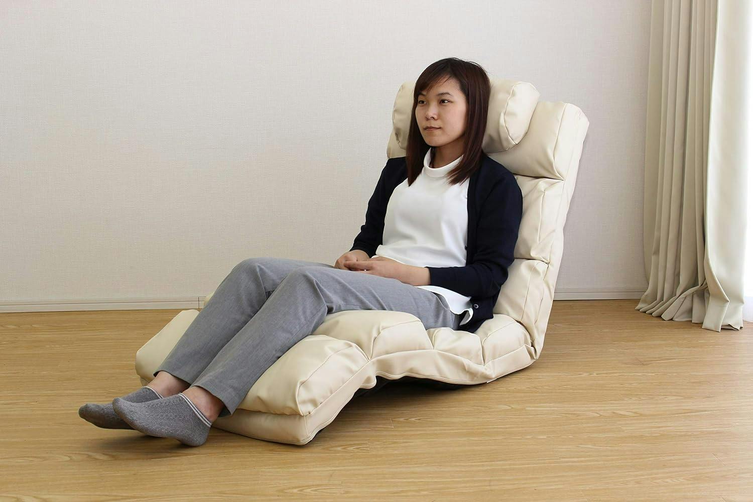 タック Vita ふかふかリクライニング座椅子 ベージュ レザー調