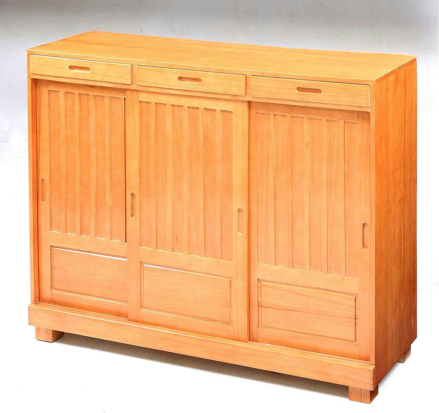 Vita 和風引き戸シューズボックス 80cm ダークブラウン 和風の