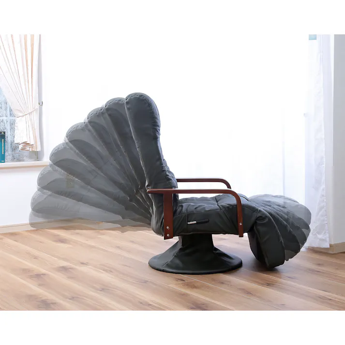 タック Vita 本革フットレスト付きリクライニングチェア ブラック TAN-257F 本革製の高級感抜群の回転座椅子 4589792858977【別送品】