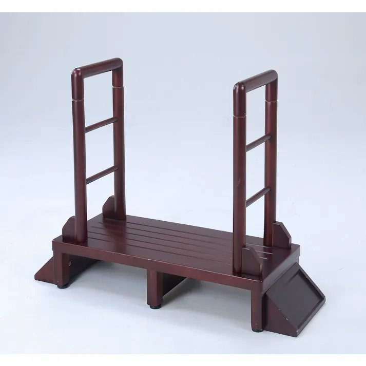 タック Vita 両手すり付き玄関台 80cm ダークブラウン 踏み台 サポート手すり 両手すりが付いて昇り降りしやすい玄関台 4589792860222【別送品】