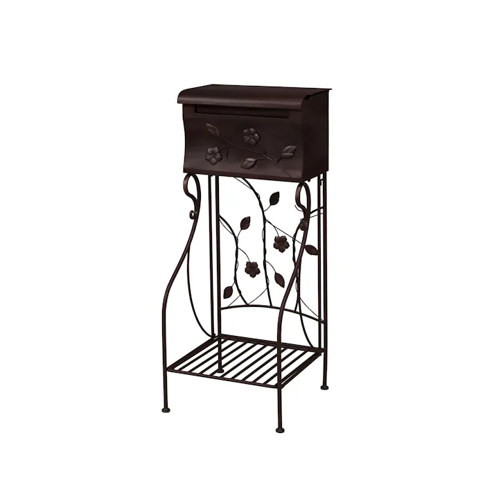 Living Out フラワーレリーフスタンドポスト・ダークブラウン 4589792860260【別送品】