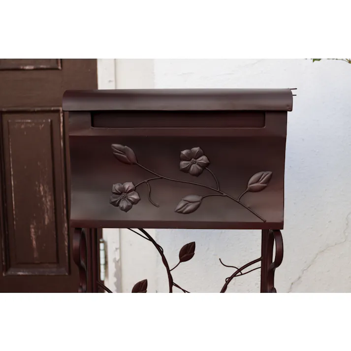 Living Out フラワーレリーフスタンドポスト・ダークブラウン 4589792860260【別送品】