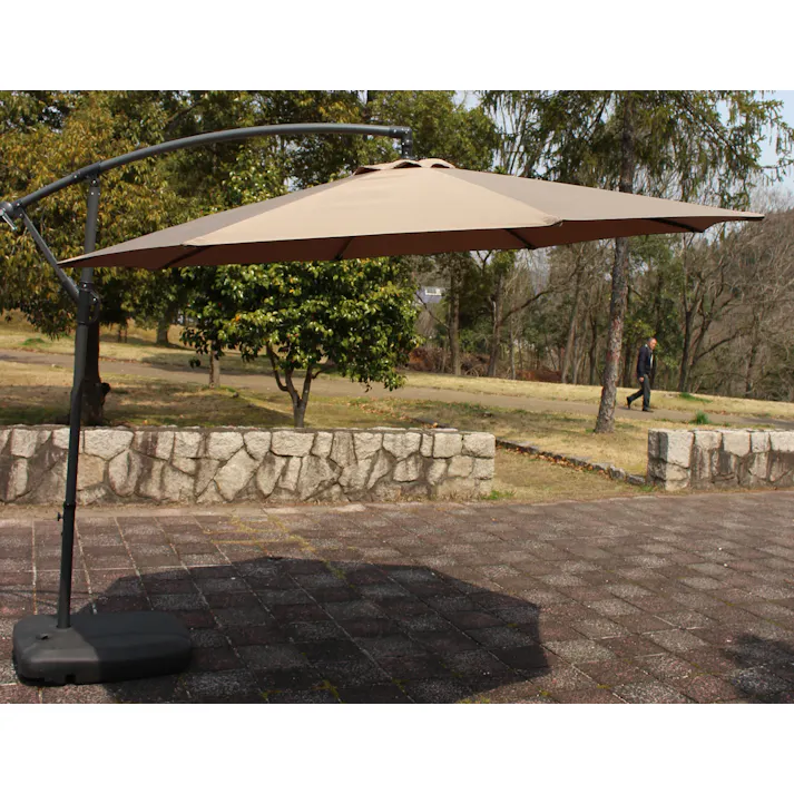 Living Out ハンギングパラソル(ブラウン)&ベースセット 3334231001046【別送品】