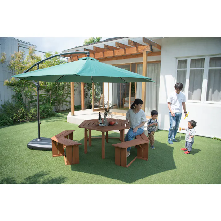 Living Out ハンギングパラソル(グリーン)&ベースセット 3334231001053【別送品】