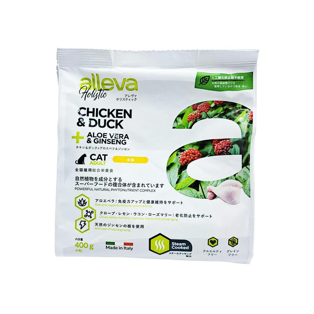 ディウサペット アレヴァ ホリスティック チキン＆ダック+アロエベラ＆ジンセン 猫用小粒 400g プレミアムペットフード 総合栄養食 グレインフリー 8002754002707【別送品】