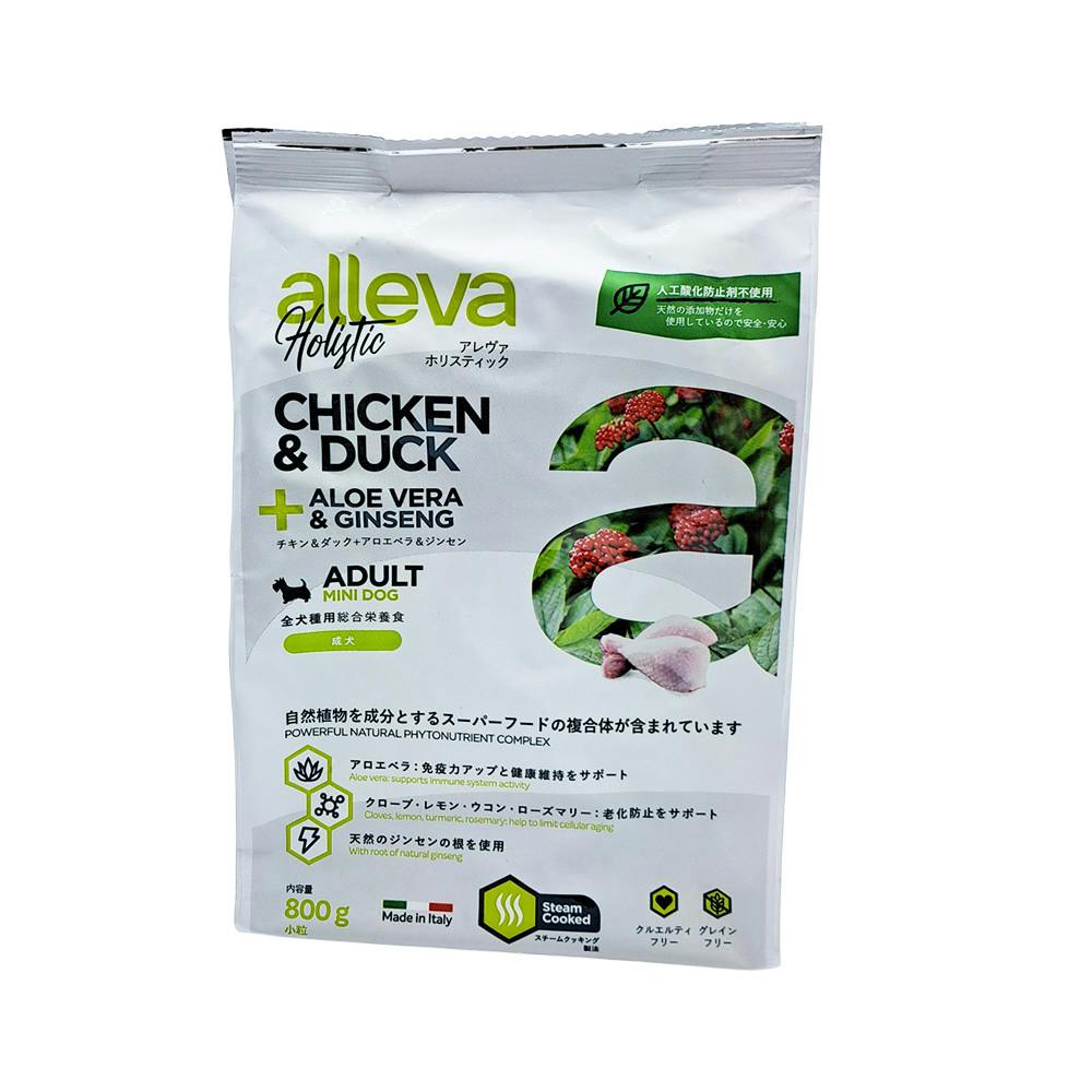 ディウサペット アレヴァ ホリスティック チキン＆ダック+アロエベラ＆ジンセン 犬用小粒 800g プレミアムペットフード 総合栄養食 グレインフリー 8002754003155【別送品】